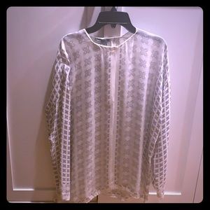 Vince Silk Geometric Print Top